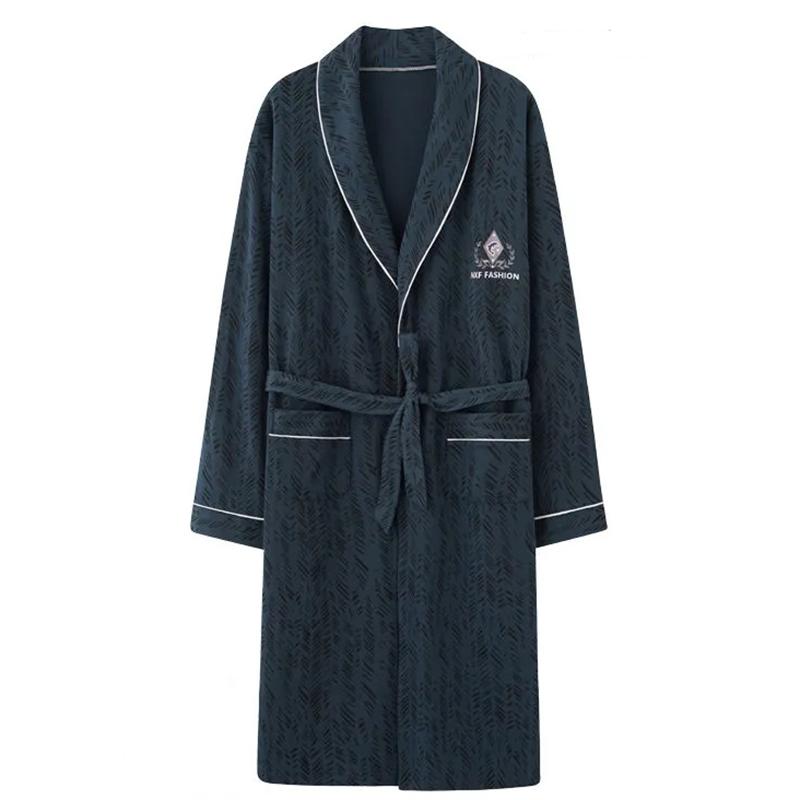 Antarctic Pajamas Men's Cotton Bathrobe Spring and Autumn Long Section Cotton Thin Section Dressing Gown Pajamas Men's Japanese Summer Bathrobe Men