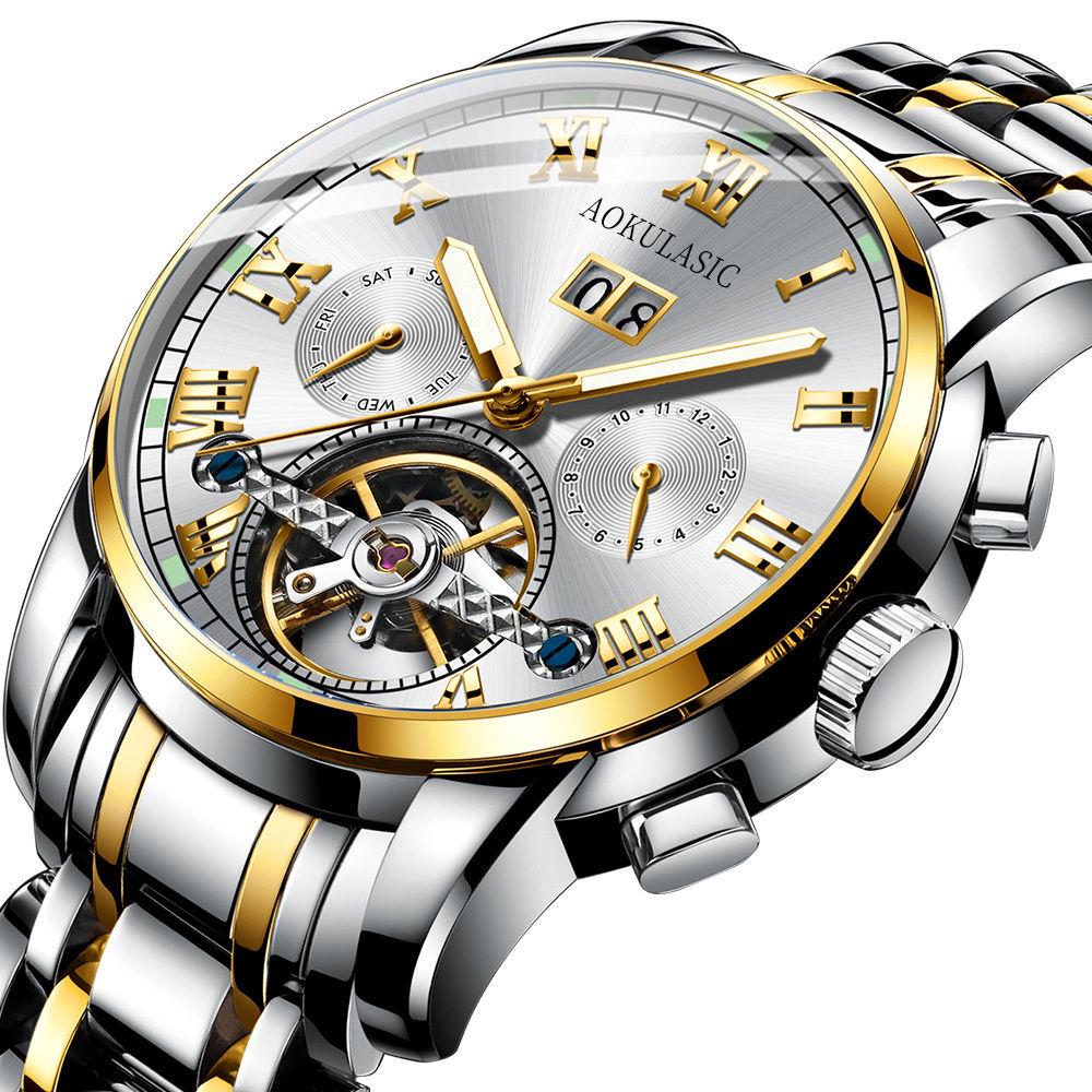 Retro Fashion Skeleton Sport Mechanical Watch Luminous Hands Transparent Bracelet for Men Luxury