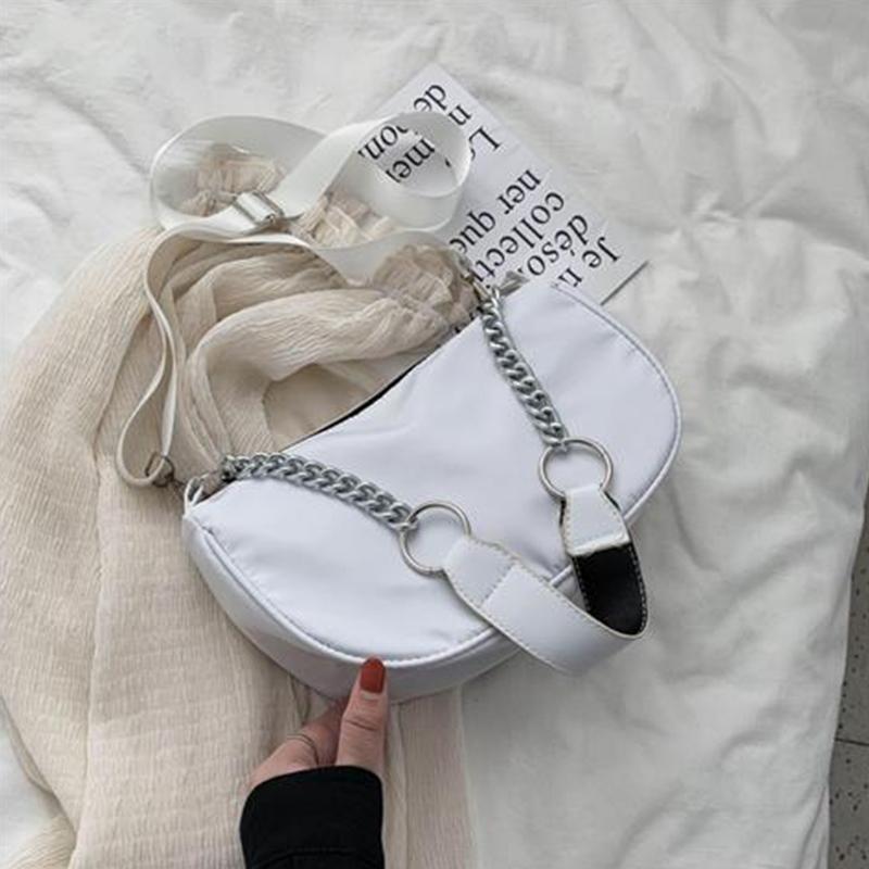 Autumn and Winter Trend Retro Style All-match Black Chain Underarm Baguette Shoulder Bag Female