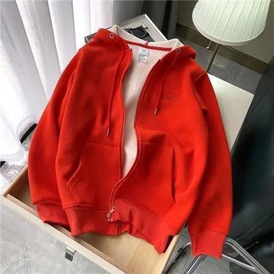 Hooded Zipper Sweater Women's Autumn and Winter Plus Velvet Thick Velvet Loose Cardigan Korean Style Coat Large Pocket Hooded Sweater Top Jacket