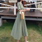 Dress Women Plaid V-neck long Sleeve Loose Fashion Leisure Sweet Korean Style Backless Lace-up Chic Student Ulzzang All-match