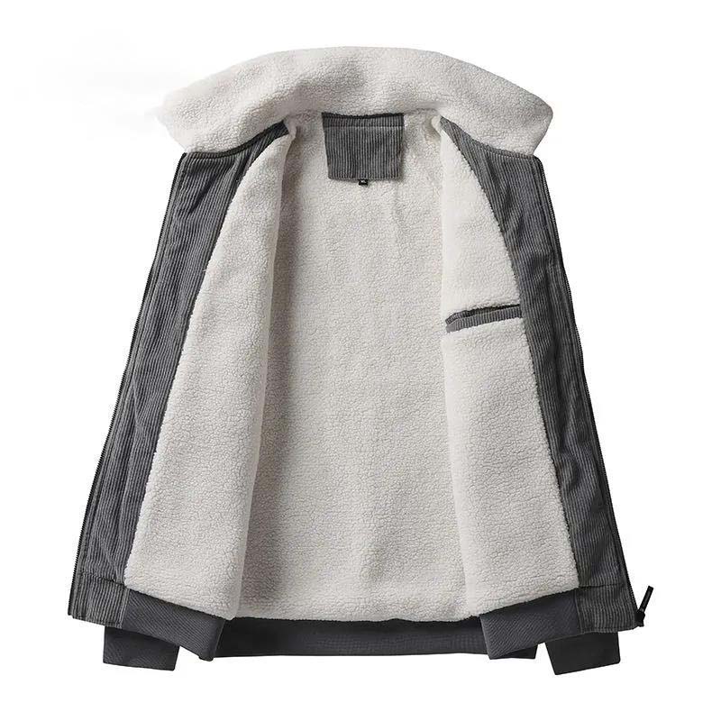 Winter Plus Velvet Padded Jacket Men's Loose Casual Tooling Multi-pocket Corduroy Jacket Men