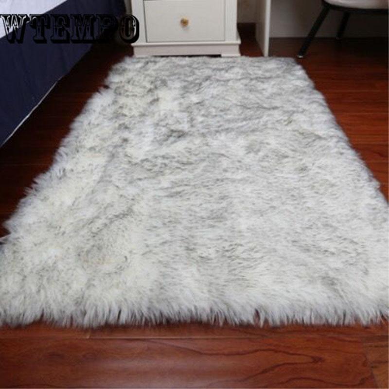 Faux Fur Sheepskin Rug Carpet Soft Faux Buckskin Chair Cover Pad Home Decor Fluffy Plain Skin