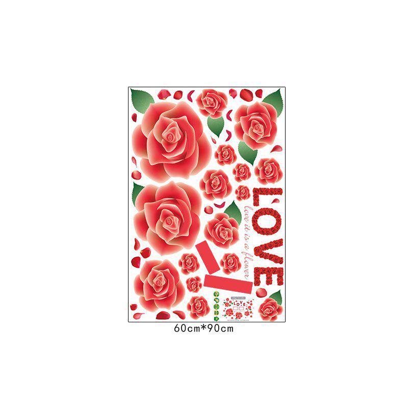 [Wall sticker ]Red Roses Frame Home Decor Wall Stickers Flowers Living Roome Bedroom Glass Door Deco