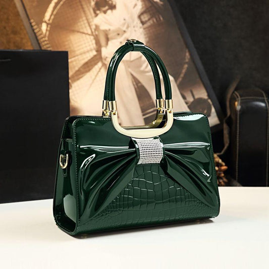 European and American Fashion Bow Leather Shoulder Messenger Handbag Middle-aged Ladies Bag