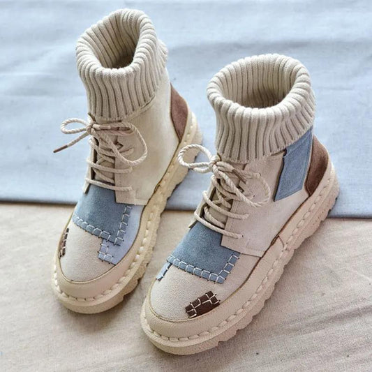 High-top Retro Women's Martin Boots Autumn and Winter All-match Flat Ankle Boots Student Snow Boots