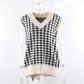Women Loose Knitted Vest Sweater Girls V Neck Sleeveless Thick Vintage Sweater Female Waistcoat Chic Tank Tops All-match Short Pullover Vest Outerwear