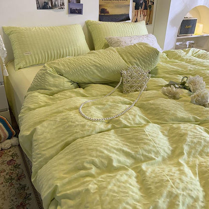 Bubble Princess Style Quilt Cover Four-piece Quilt Sheet Dormitory Bedding Set