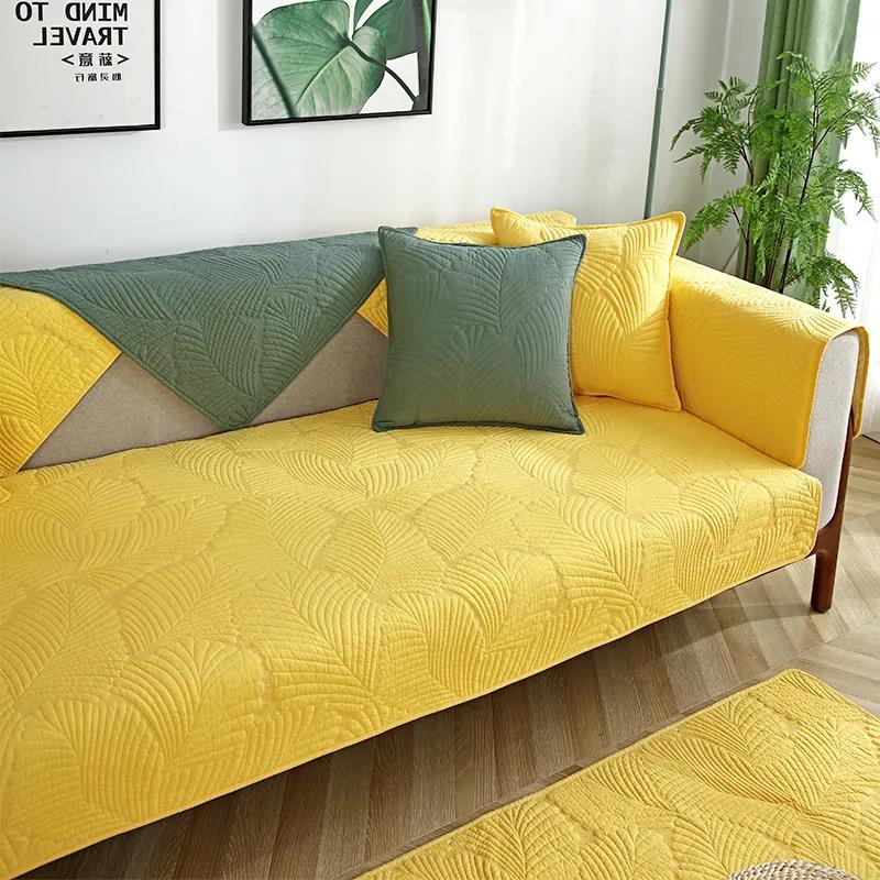 Sofa Cushion Waterproof Non-slip Pure Cotton Fabric Furniture Protective Cover Cotton Thickened Four Seasons Universal Cushion Leather Sofa Cover