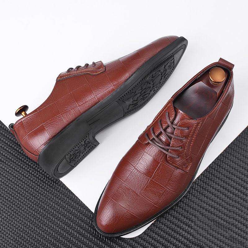 Pattern Wedding Men Dress Shoes Genuine Leather Business Men Formal Shoes