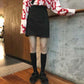 XS-2XL Pofulove Black Anti-light Skirt Student Irregular High Waist Thin Sexy A-line Split Skirts
