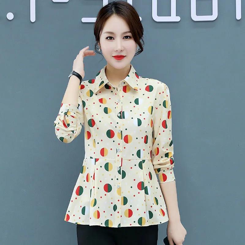 Summer Printed Button Shirt Pleated Edge Chiffon Shirt Casual T-shirt Slim Thin Cardigan Women