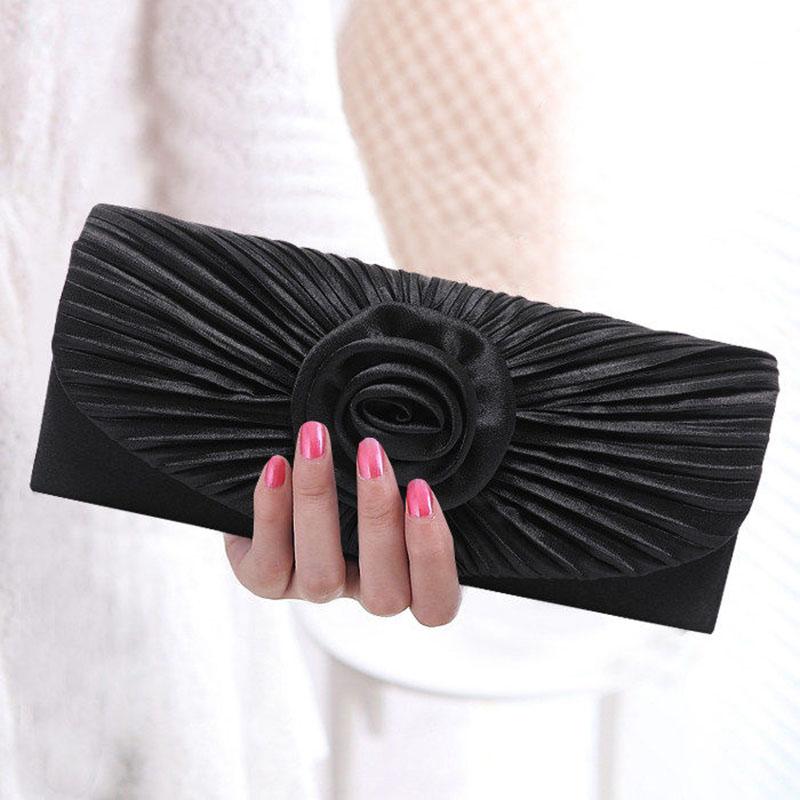 Ladies Elegance Luxury Clutch Bag Shoulder Bag Pleated Satin Wedding Evening Banquet