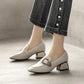 Soft Surface Comfortable Real Cowhide Thick Mid-heel Work Shoes Casual Shoes Single Shoes Women's Square Toe English Small Leather Shoes