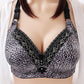Leopard Print Large Size Thin Non-magnetic Bra Breast-receiving Anti-sagging No Steel Ring Gathering Underwear Ladies Bra