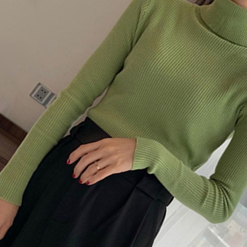 Autumn and Winter High Neck Long-sleeved Sweater Women's Short Pullover All-match Bottoming Shirt Slim Warm Sweater Tide