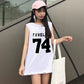 Women's Mid-length Fake Two-piece Sleeveless T-shirt Summer Loose Retro Outer Wear Vest Ins Anti-show Top Clothes Fitness Jogging Vest