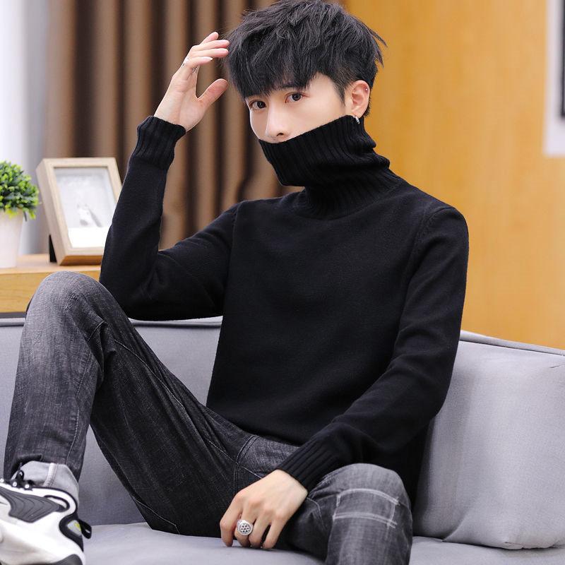 Winter Men's Fleece Sweater Bottoming Shirt Thickened Knitted Sweater Turtleneck Warm Sweater