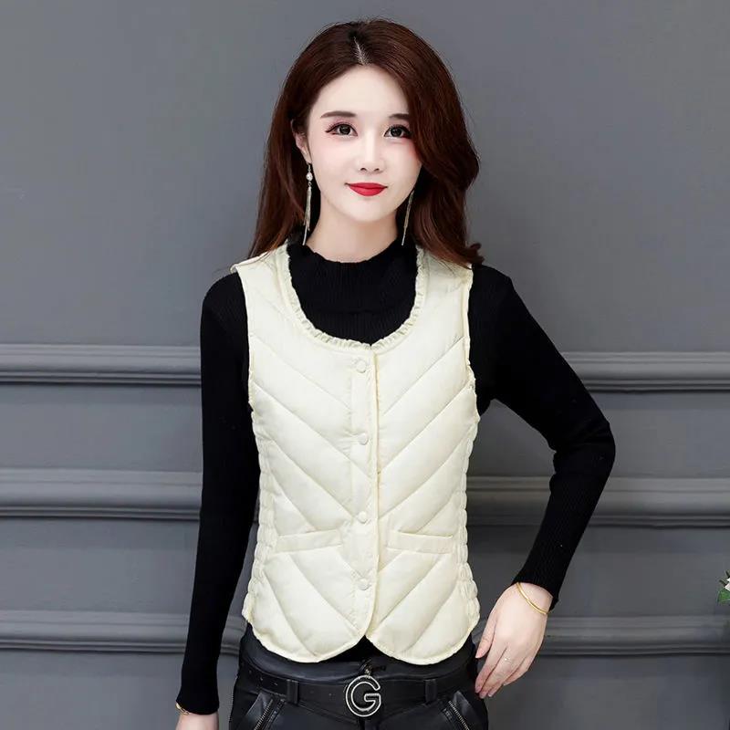 Winter Ladies  Vest Jacket Fashion Glossy Down Cotton Sleeveless Jacket Thicken Warm Winter Vest