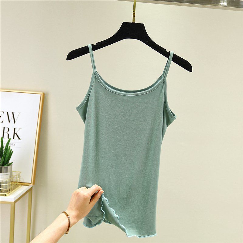 Solid Color Sling Female Summer Sexy Slim Vest Wear  T-shirt Bottoming Shirt Tops