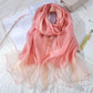 Women's Autumn and Winter Mulberry Silk Scarf Fine Silk Scarf Pure Color Striped All Match Shawl Warm Gauze Scarves Elegant Wrap Shawl Thermal Scarf