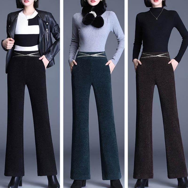 Schnauer Wide Legs Pants Female Autumn Winter Micro Pants High Waist Vertical Casual Pants Children
