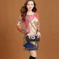 Women's Autumn Winter Sweater Dress Mid-length Printed Sweater Knitted Pullover Bottoming Sweater