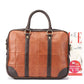 Business briefcase men retro large capacity zipper PU leather anti-theft waterproof wearable handbag