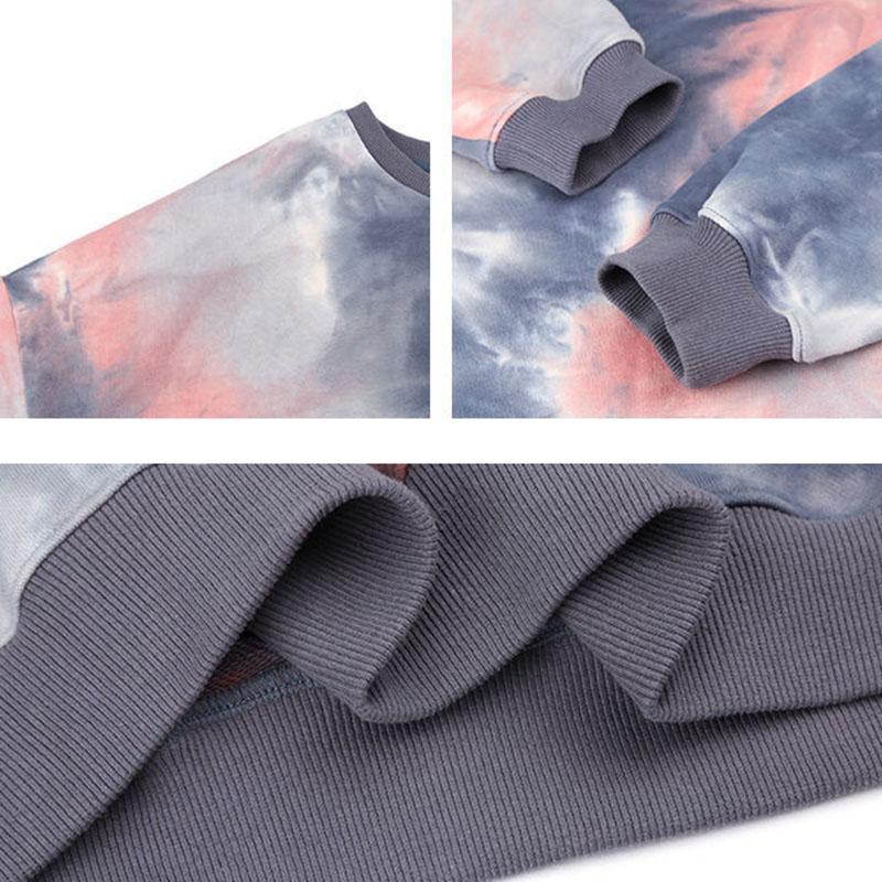Women Tie-dye Printed  Hoodies Sweatshirt Coat Zip Up Outerwears Hooded Jacket Pockets Plus Size Outwear Tops