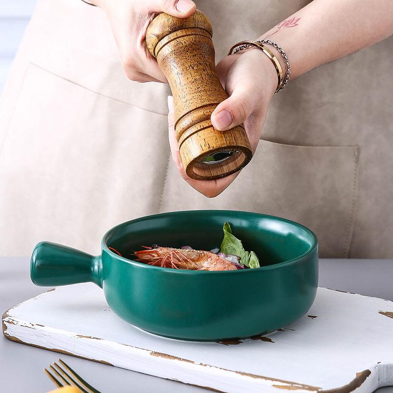 Baked Rice Nordic Style Baking Bowl with Handle Pasta Plate Household Ceramic Tableware Soup Noodle Salad Bowl