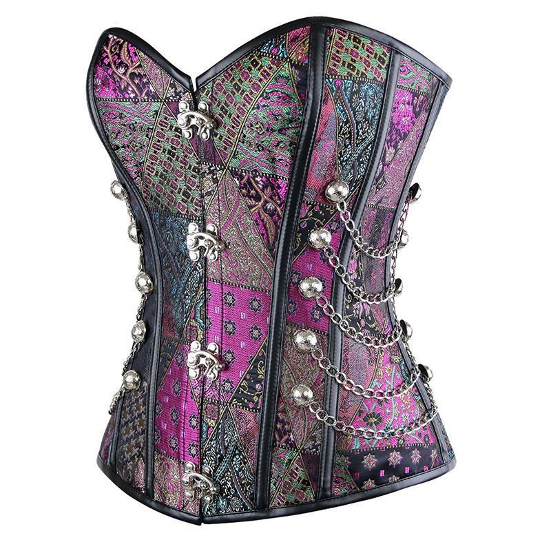 Corset Steampunk Gothic Underbust Corset Women Sexy Winter Corsets Zipper Up Bodysuit Retro Steel