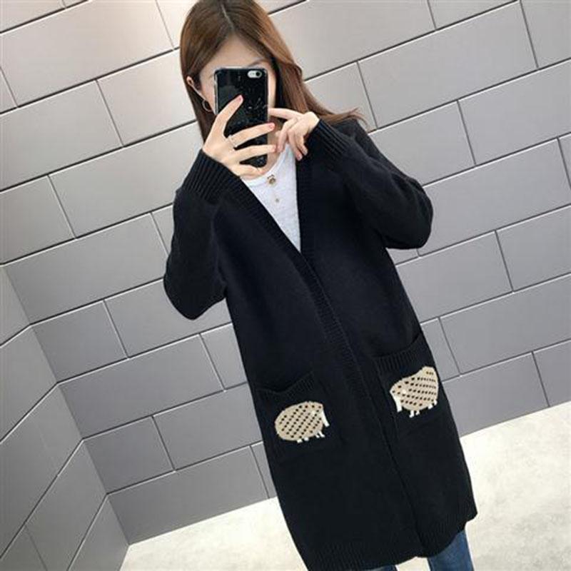 Mid-length Sweater Fashion Knit Cardigan Jacket for Spring and Autumn Simple Casual Women's Jacket
