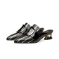 Soft Leather Sandals Women Middle Heel Slippers Pointed  Slippers Thick Heel Sexy Heel Sandals