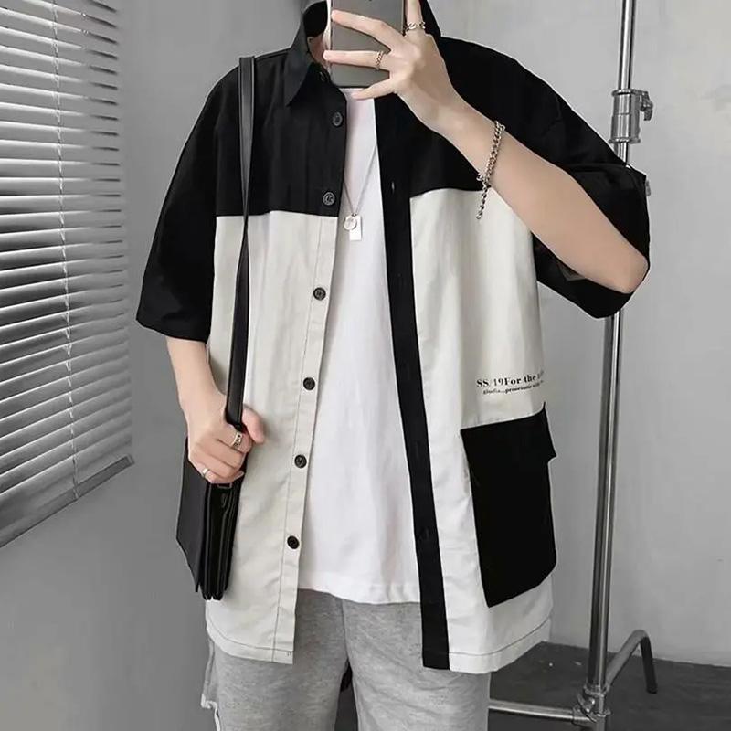 Military Style Workwear Shirt Men's Summer Multi-pocket Ins Short-sleeved Shirt Loose and Handsome Men's Cardigan Short-sleeved Shirt