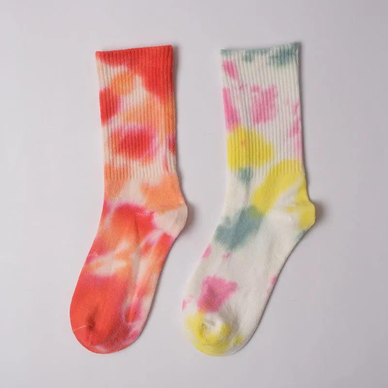 Two Pairs of Unisex Tie-dye Socks Personalized Street Sports Skateboard Socks Basketball Socks