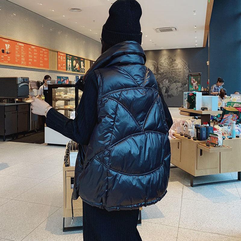 Women's Down Vest Women Winter Wear Vest Loose Large Size Stand-up Collar White Duck Down Vest Vest