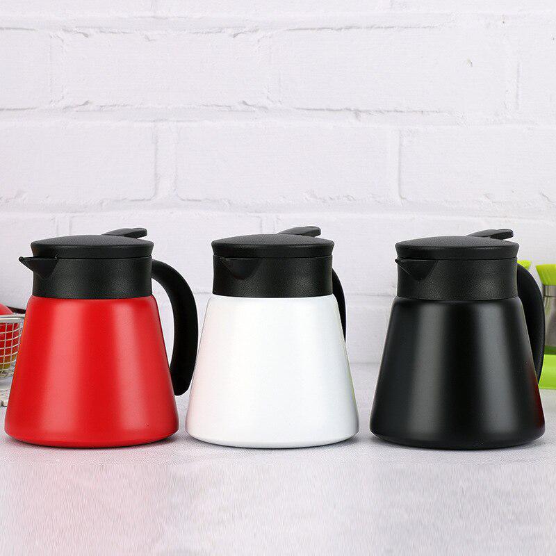 Stainless Steel Oblique Mouth Water Pot Thermos Insulated Tea Pot Light Handle Vacuum Flask 650ml 880ml