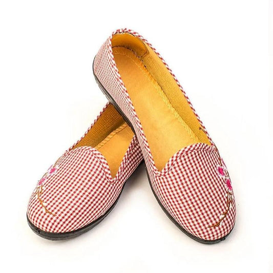 Middle-aged and Elderly Canvas Plaid Single Shoes Flat Shallow Mouth Cloth Shoes Breathable Comfortable Women's Shoes