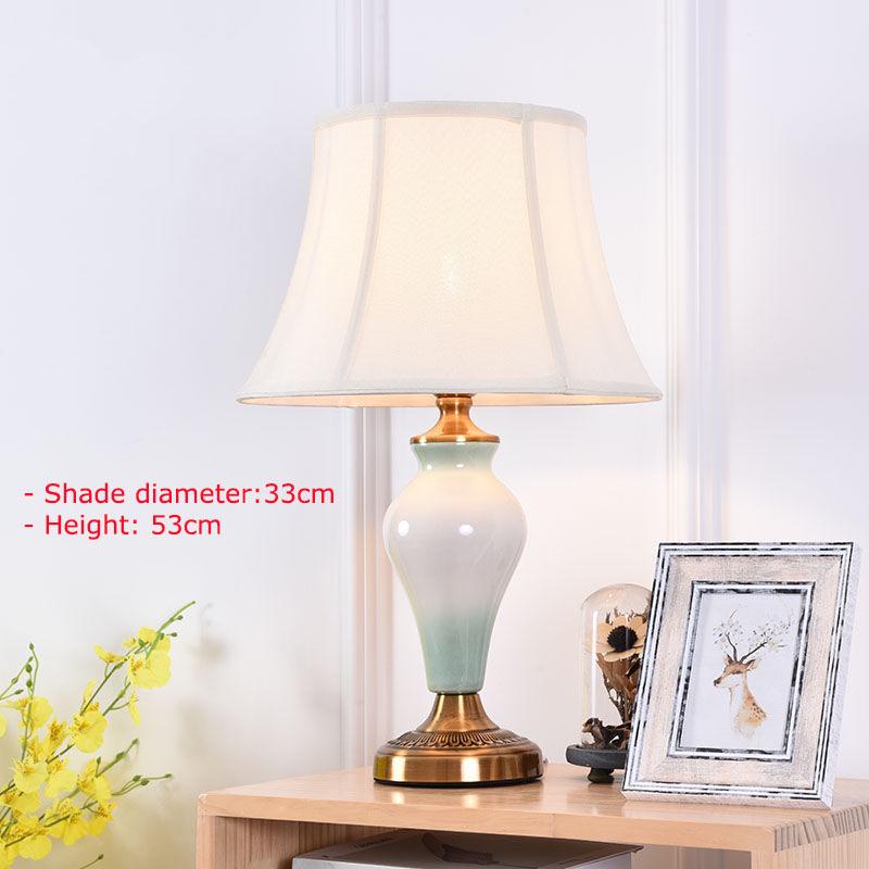 French Rustic Desk Light Fabric Lampshade Princess Room Deco Table Lamps Bedroom Lighting Fixtures