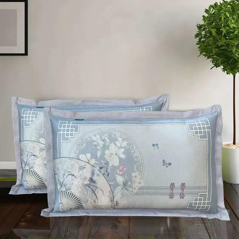 Summer Cool Ice Silk Pillowcase Single Pillowcase Washable Printing Pillow Dust Cover