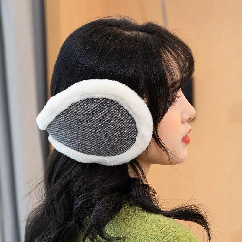 Women's Winter Earmuffs Ear Warmer Solid Color Plaid Ear Pad Korean Style Cute Earbags Earwarmer Ear Muff Plush Ear Cover Protection