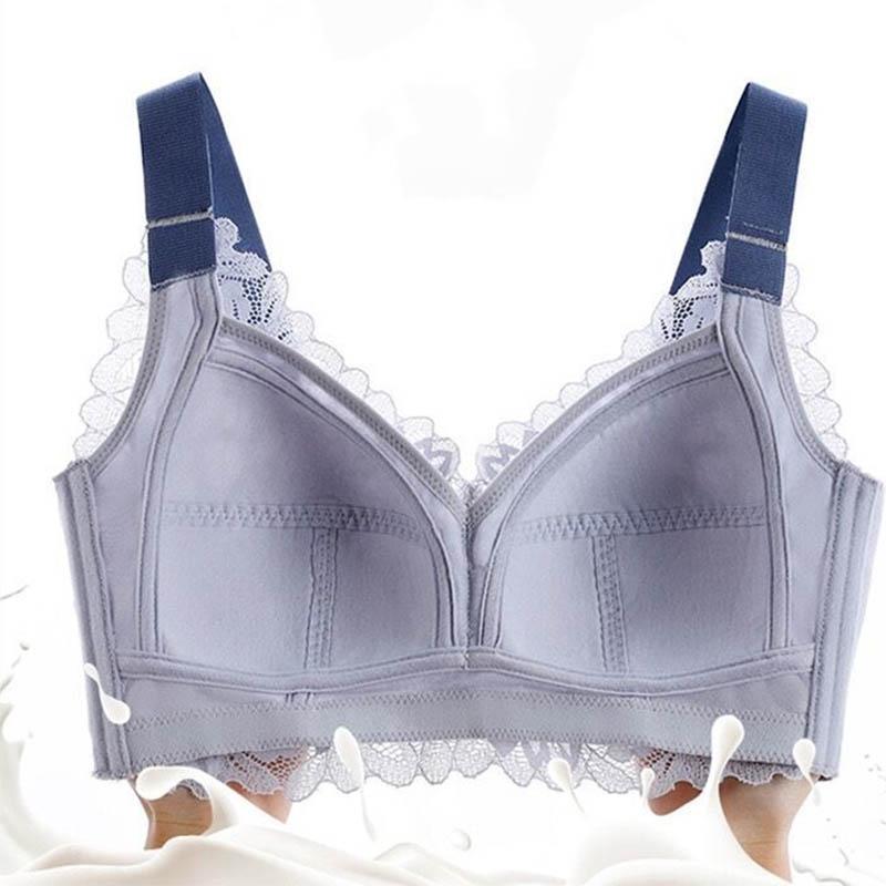 Women's Thai Natural Latex Thin Bra Without Steel Ring Gathers Large Breasts Shows Small Anti-sagging Side-retracts Anti-glare Comfort Bra