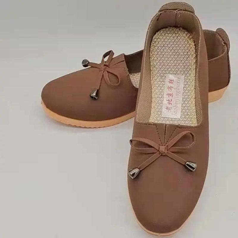 Women's Old Beijing Cloth Shoes Solid Color Lattice Mother Shoes Work Shoes Shallow Mouth Flat Shoes Casual Comfortable Grandma Shoes