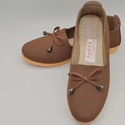 Women's Old Beijing Cloth Shoes Solid Color Lattice Mother Shoes Work Shoes Shallow Mouth Flat Shoes Casual Comfortable Grandma Shoes