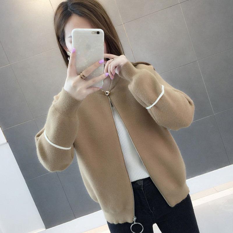 Spring and Autumn Korean Sweater Coat Loose Casual Knit Cardigan Long-sleeved Short Top