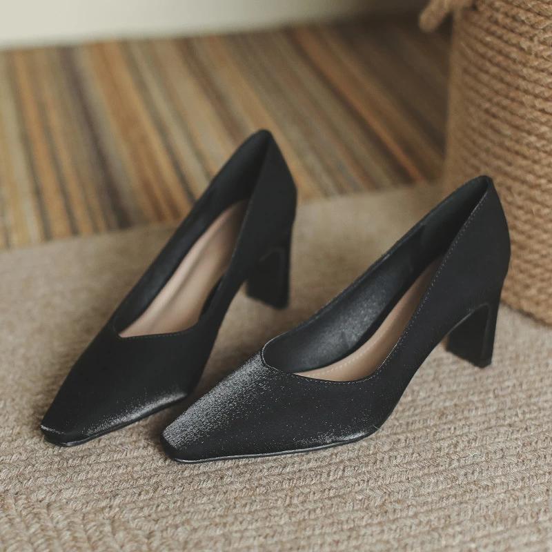 Heels for Women Elegent Pumps Woman Shoes Work Wedding Party Luxury High Heels Square Heel Pointed Toe