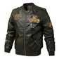 Plus Velvet Warm Men's Leather Military Uniform Stand-up Collar Casual Plus Size Motorcycle Jacket