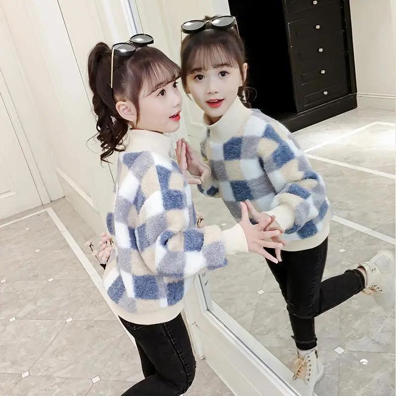 Girls Plus Fleece Sweater Winter Quilted Padded Windproof Warm Top
