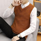 Men's Casual Solid Color Knit Pullover V-Neck Retro Slim Outer Wear Gentleman's Versatile Vest