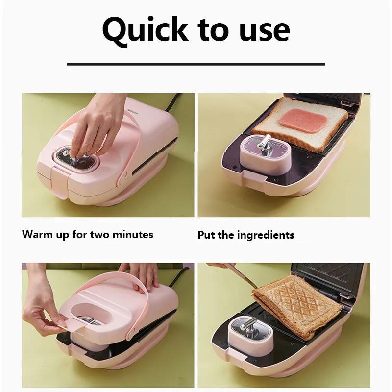 650W Breakfast Machine Set Waffle Maker Bread Maker Sandwich Making Machine  with Various Bakeware